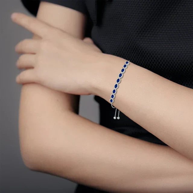 Elegant Blue Gemstone & Crystal Bracelet - Timeless Luxury ✨