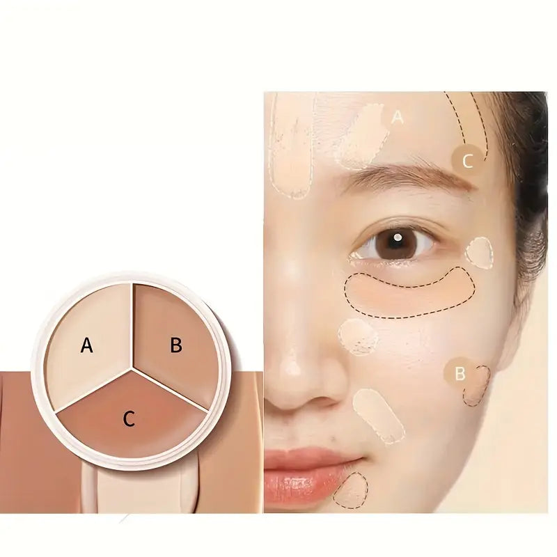 🎨 3-Shade Concealer Palette – Full Coverage & Natural Finish