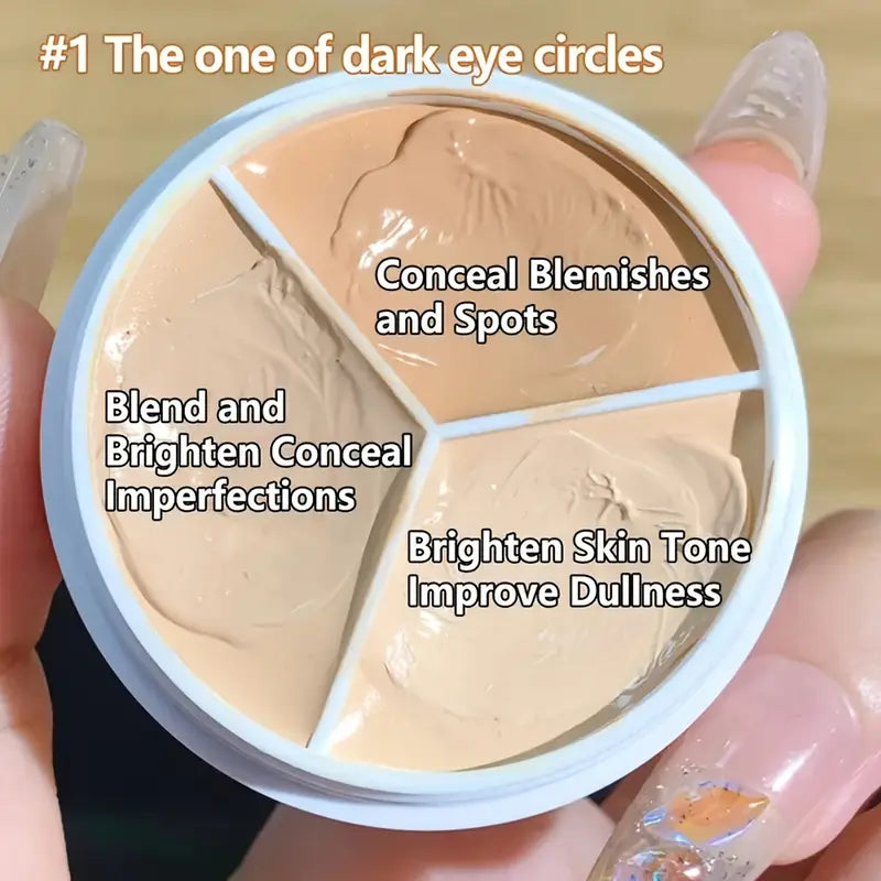 🌟 Waterproof 3-Color Concealer Palette – Long-Lasting Full Coverage