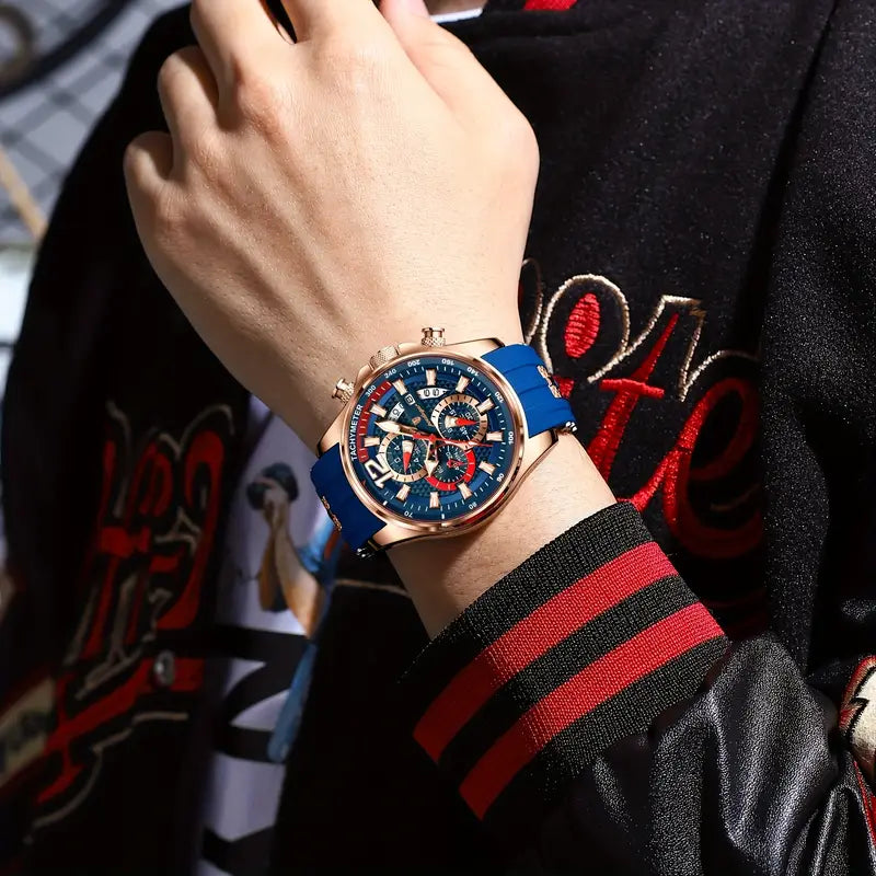 🕒 Luxury Chronograph Men’s Wristwatch – Waterproof Sport & Business Quartz Watch with Calendar