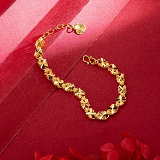 bracelet Shimmering Lucky Clover Heart Bracelet - Luxury Charm