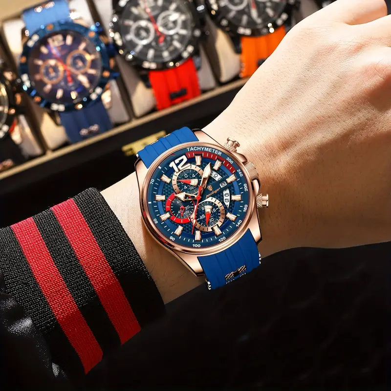 🕒 Luxury Chronograph Men’s Wristwatch – Waterproof Sport & Business Quartz Watch with Calendar