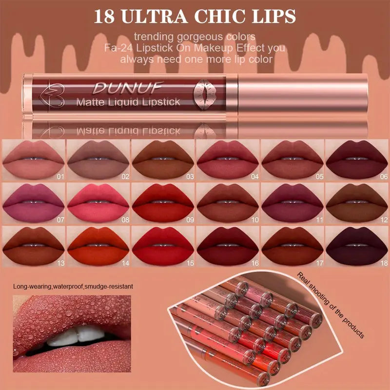 18pcs Matte Lip Gloss Set 💄 | Long Lasting & Waterproof