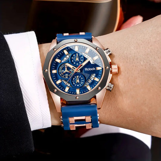 Men’s Sports Quartz Watch with Silicone Strap – Casual Fashion Gift Watch