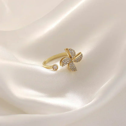 Golden Adjustable Stone Windmill Rotating Ring