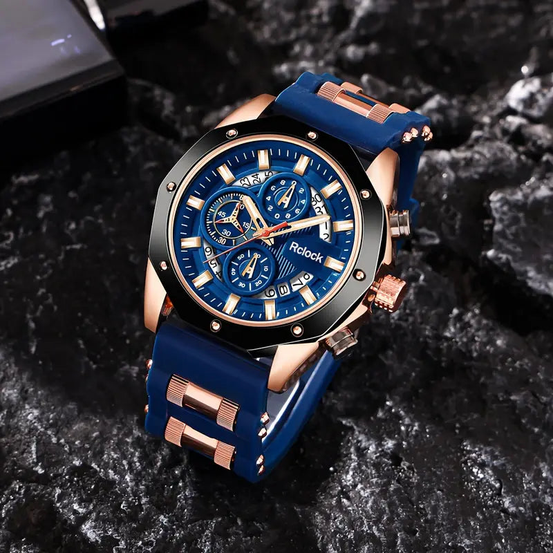 Men’s Sports Quartz Watch with Silicone Strap – Casual Fashion Gift Watch