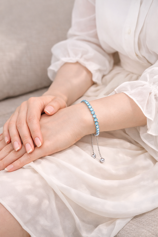 Elegant Blue Zircon Adjustable Bracelet