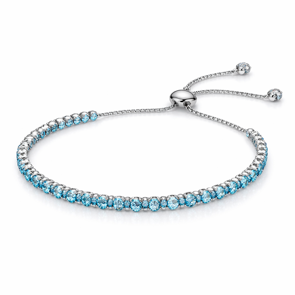 Elegant Blue Zircon Adjustable Bracelet
