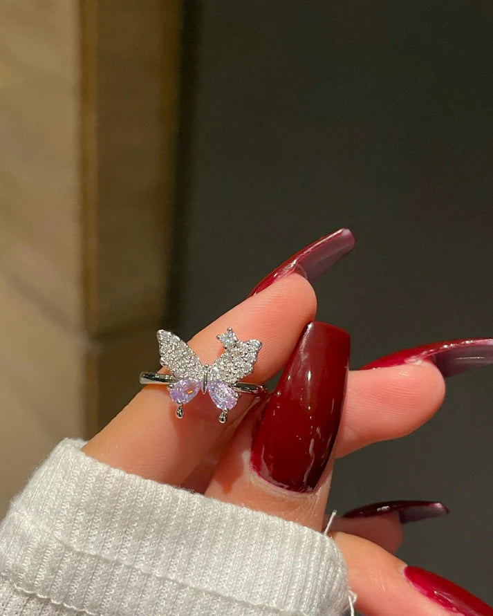 ✨ Flutter Butterfly Ring – Purple ✨