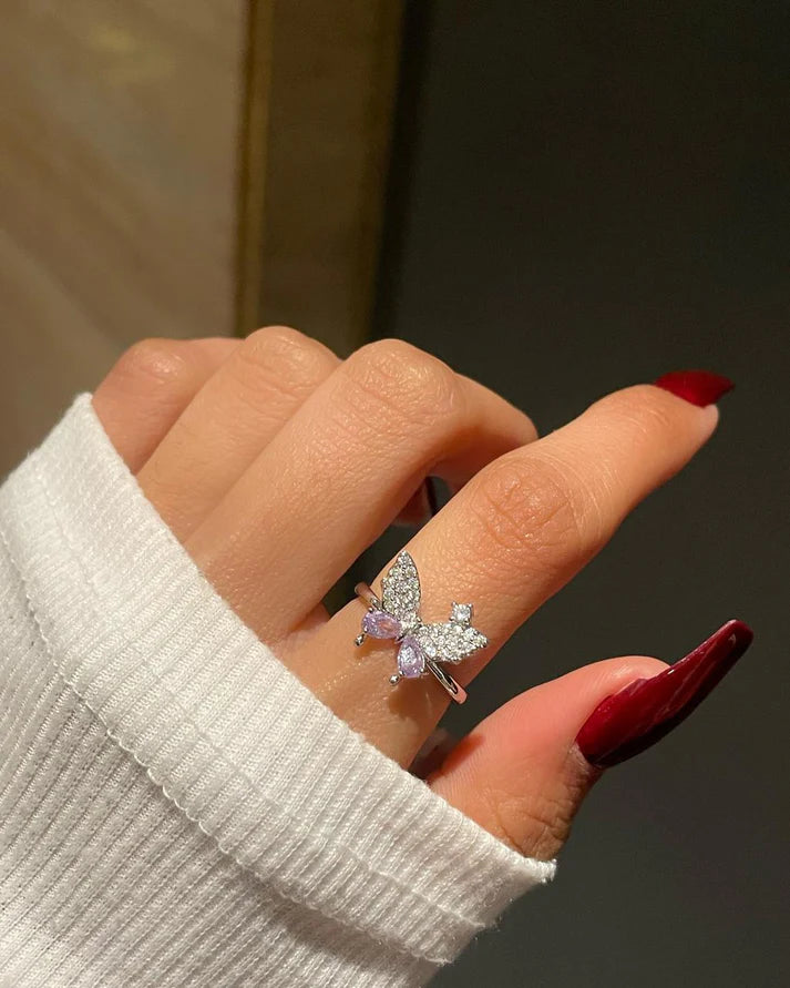✨ Flutter Butterfly Ring – Purple ✨