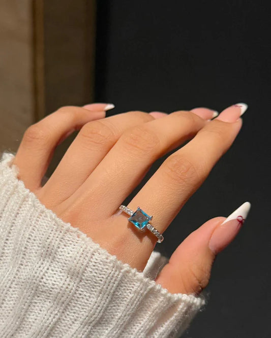 Square cut Ring- teal blue