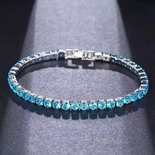 🌸 Elegant Blue Zircon Adjustable Bracelet With Box