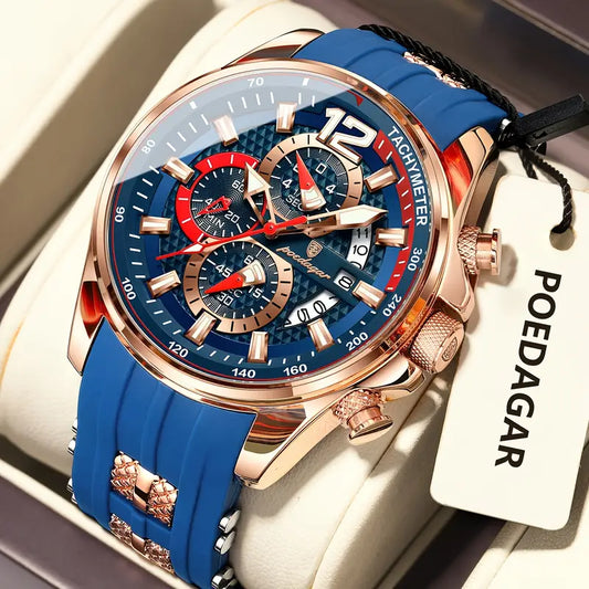 🕒 Luxury Chronograph Men’s Wristwatch – Waterproof Sport & Business Quartz Watch with Calendar